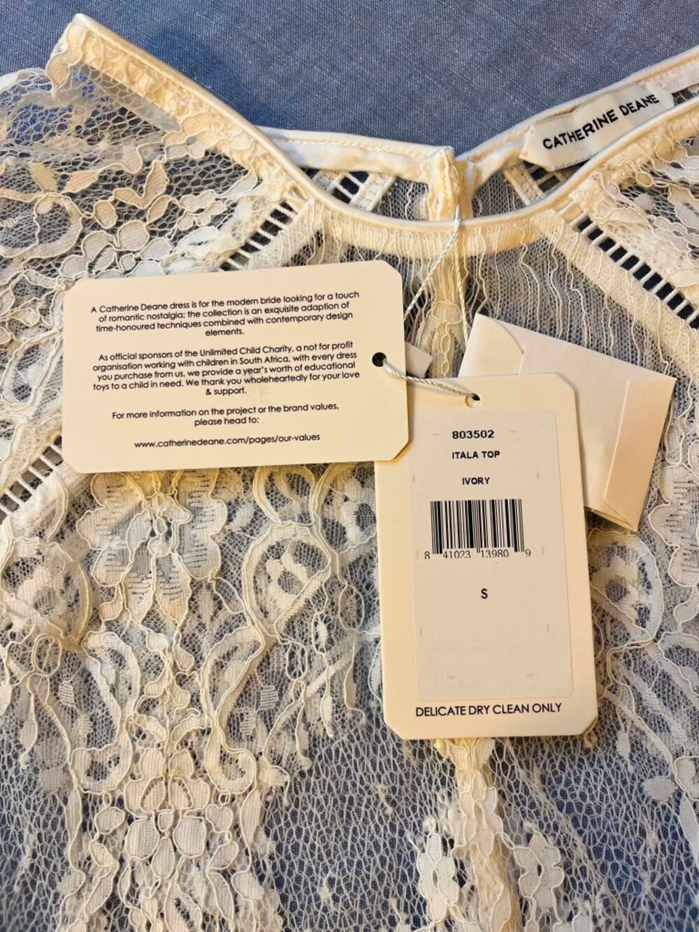 Catherine Deane Itala White Lace Bridal Top NWT Small - Picture 8 of 8